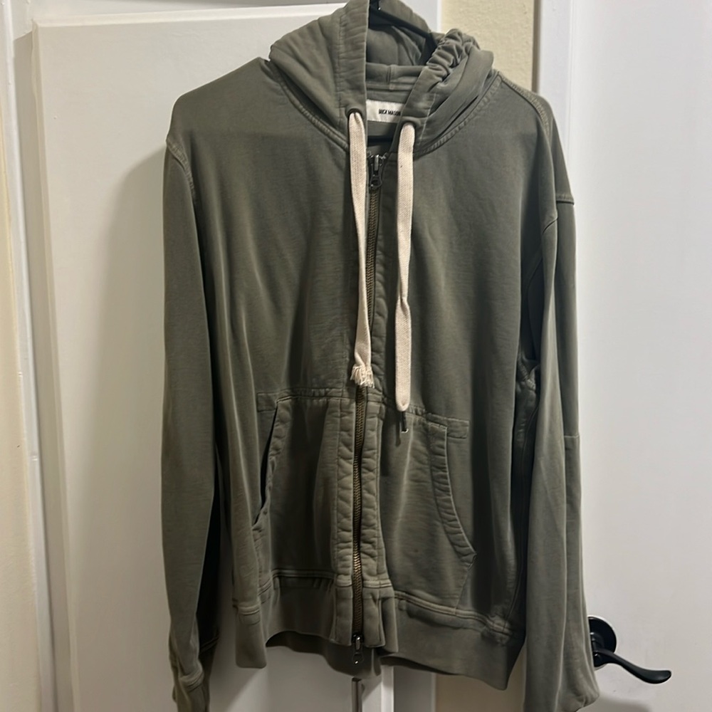 Buck Mason Olive Zip Up Sweater